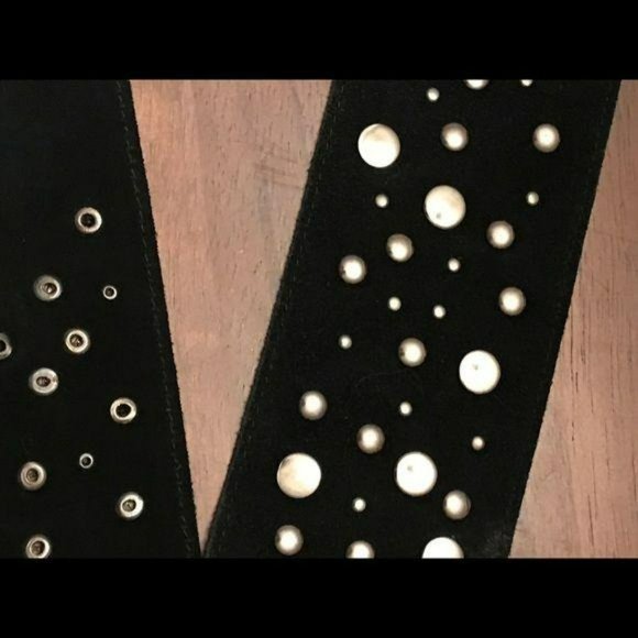 Betsey Johnson Signature Logo Black Studded Belt OS - Picture 2 of 6